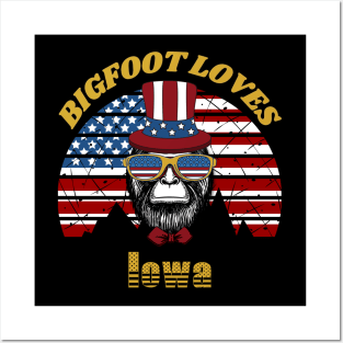 Bigfoot loves America and Iowa Posters and Art